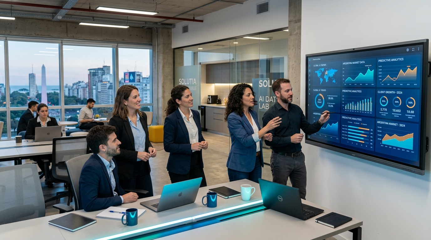 Equipo de consultores B2B de AIProChoice trabajando en Buenos Aires